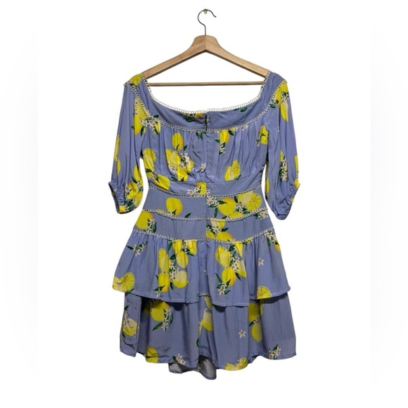 NWOT REVOLVE LOVERS & FRIENDS Lemon Print Mini Dress Blue Lemon S - Picture 8 of 9